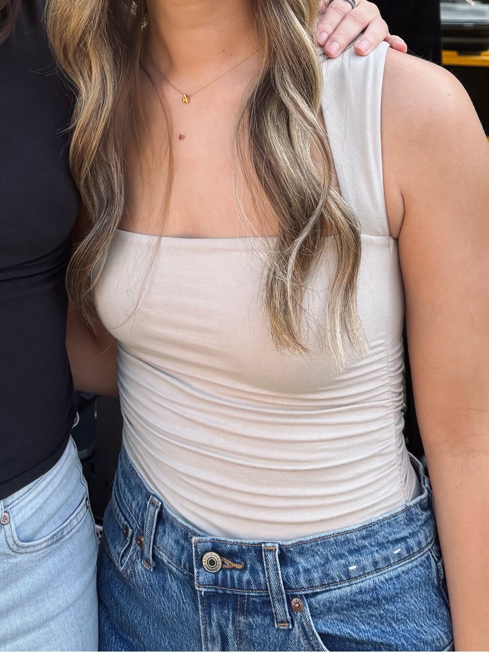 Abercrombie & Fitch Cream Square-Neck Tank Top